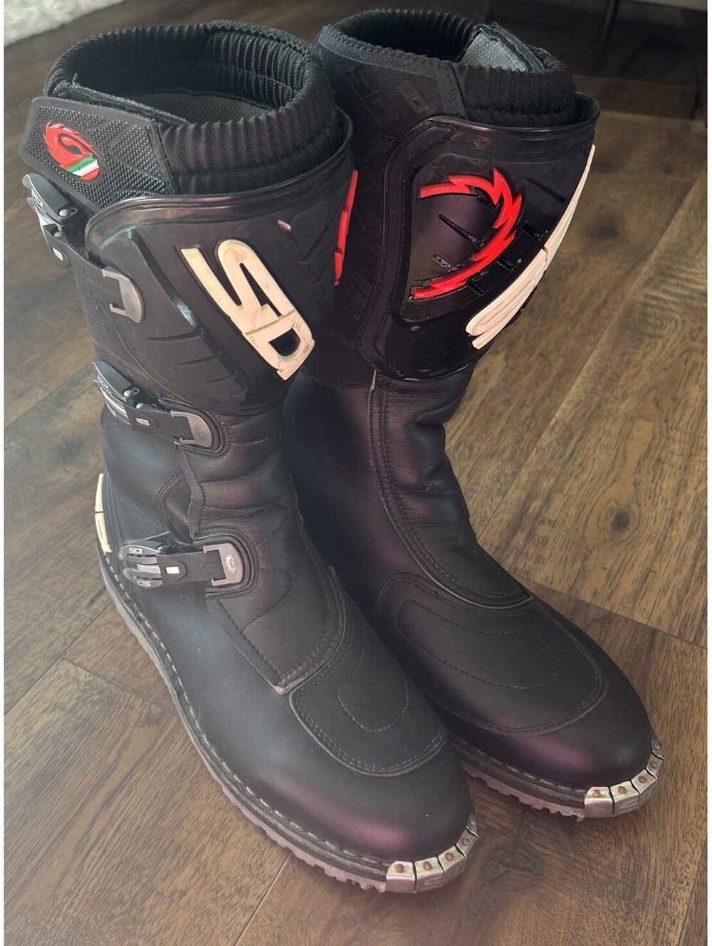 Sidi Boots Discovery Rain Sz 12.5 Motorcycle Boots Black Silver Tipped Toe NICE!